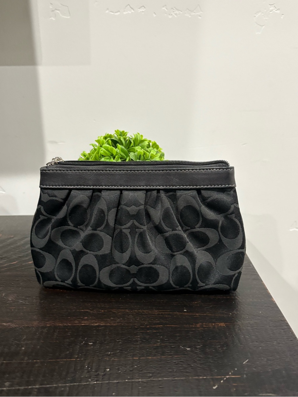 Coach Black Signature Quilted Cosmetic Pouch